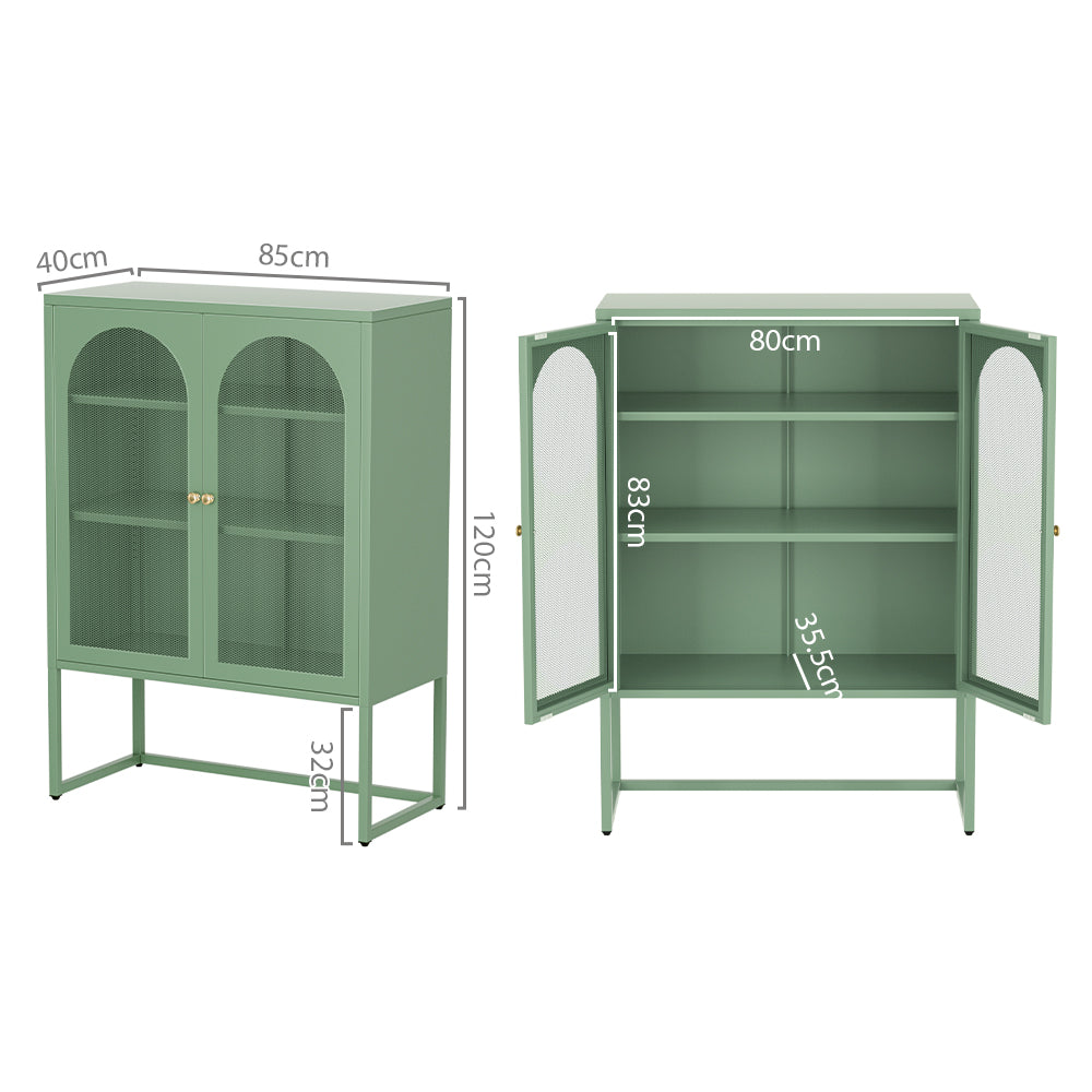 Elma Green Metal Buffet Sideboard
