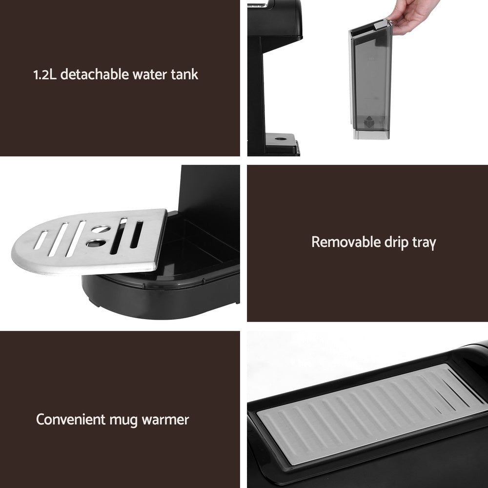 Devanti 20 Bar Black Coffee Machine