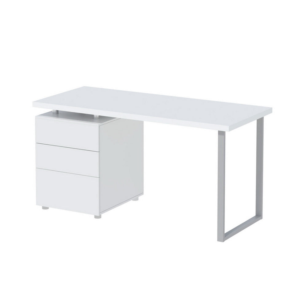 140cm White Computer Desk with Drawers