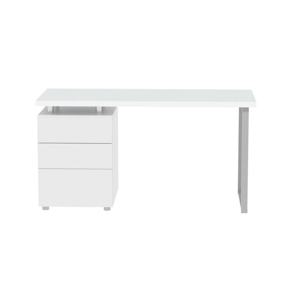 140cm White Computer Desk with Drawers