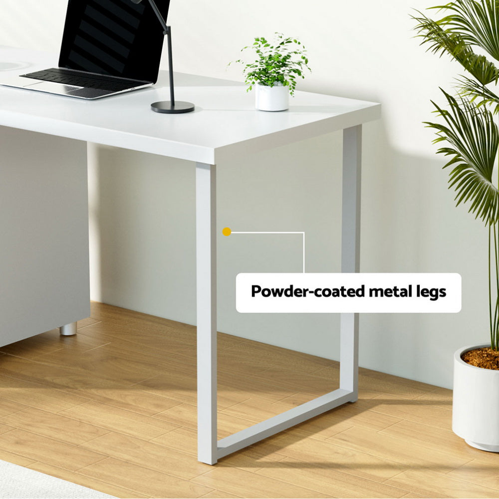 140cm White Computer Desk with Drawers