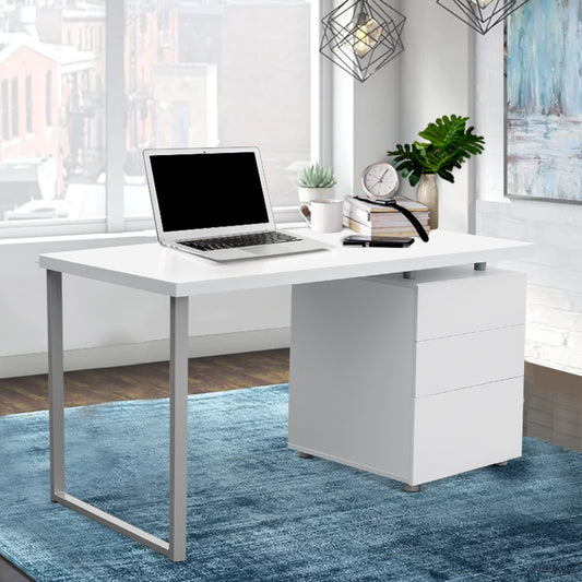 140cm White Computer Desk with Drawers