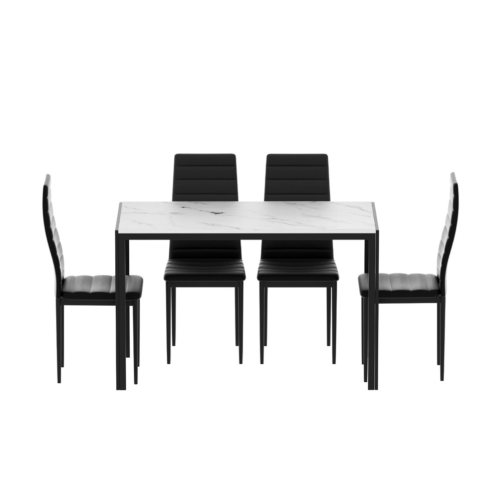 Marble Dining Table with 4 Black Chairs