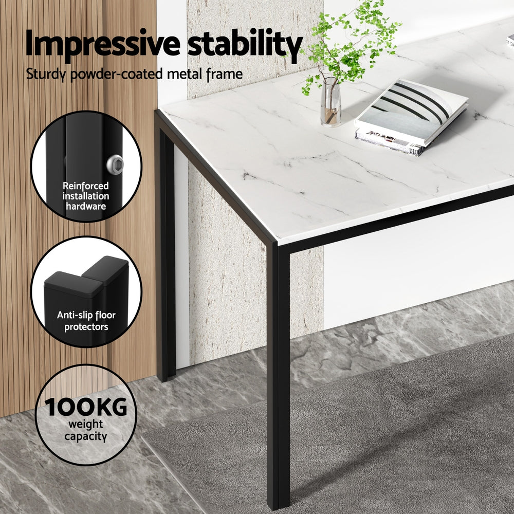 Marble Dining Table with 4 Black Chairs