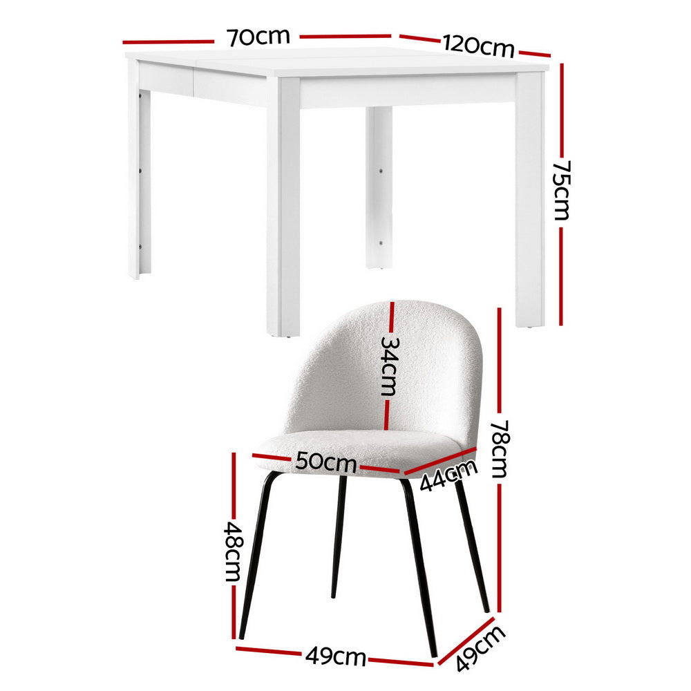 Natu Dining Table with 4 White Sherpa Chairs