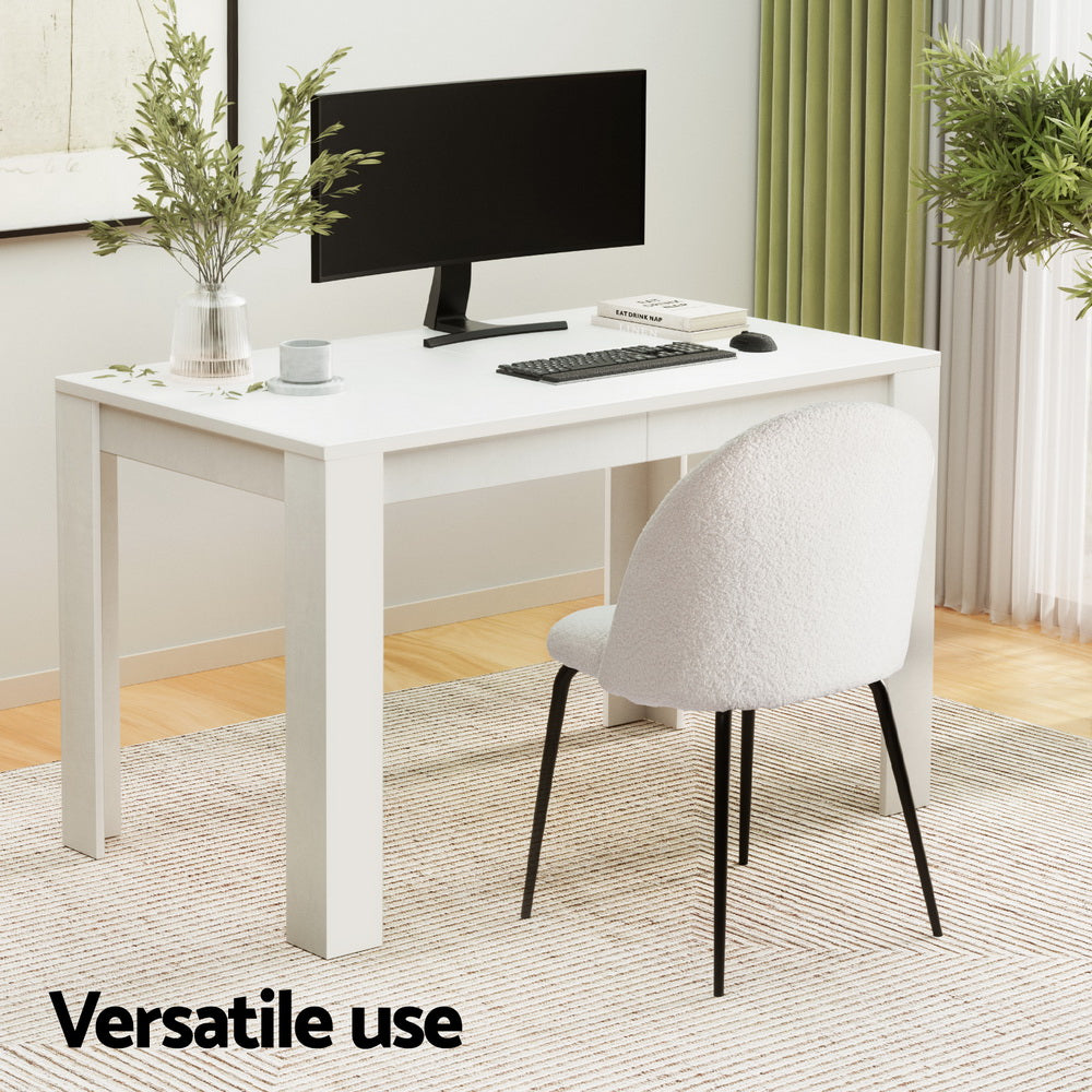 Natu Dining Table with 4 White Sherpa Chairs