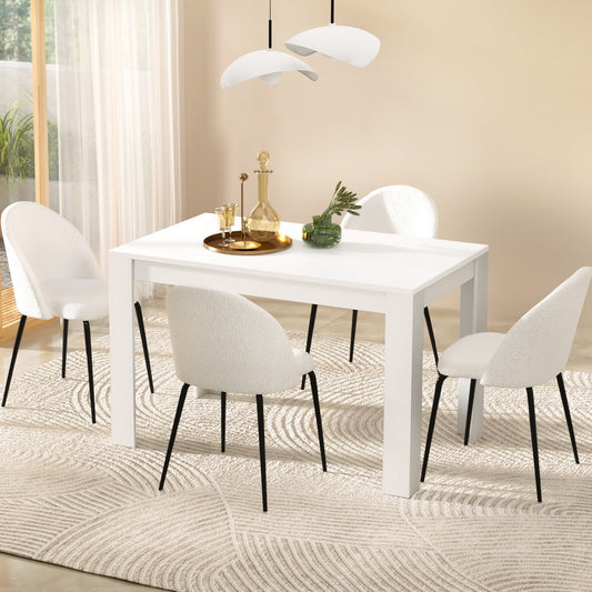 Natu Dining Table with 4 White Sherpa Chairs