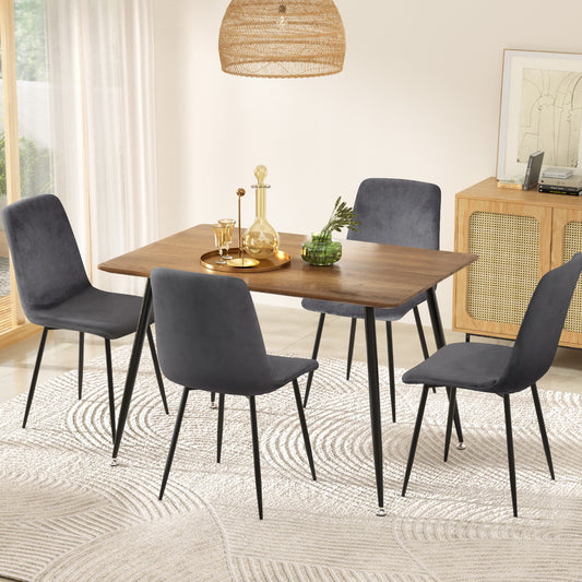 Caleb Dining Table with 4 Grey Velvet Chairs