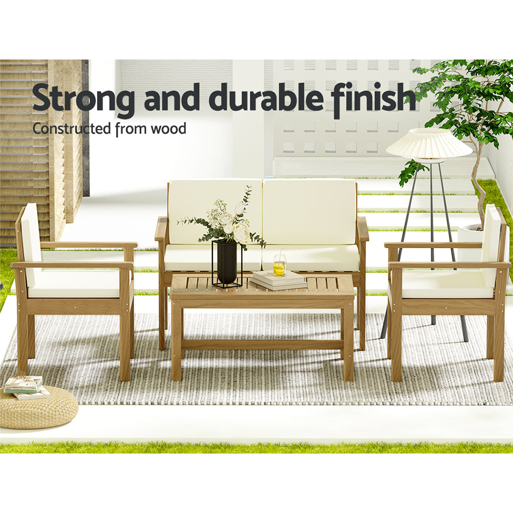 Gardeon 4 Piece Wooden Outdoor Sofa Set