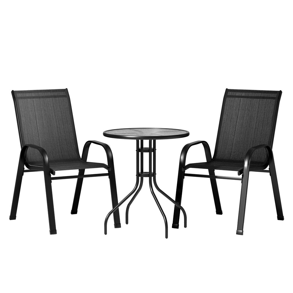 Gardeon 3 Piece Stackable Bistro Set