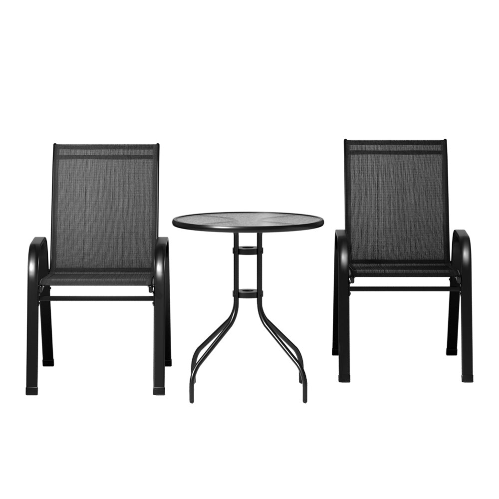 Gardeon 3 Piece Stackable Bistro Set