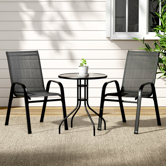 Gardeon 3 Piece Stackable Bistro Set