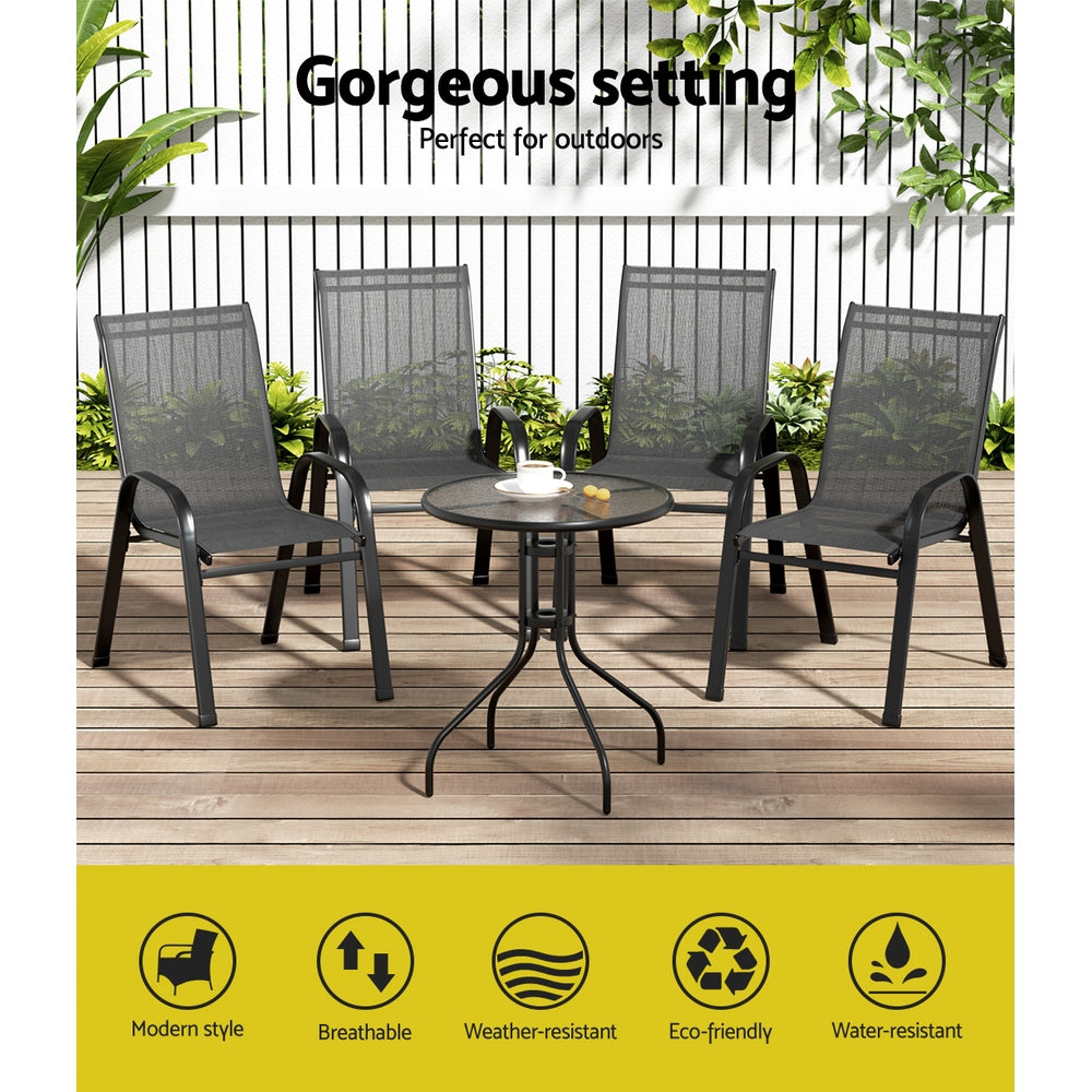 Gardeon 5 Piece Stackable Bistro Set