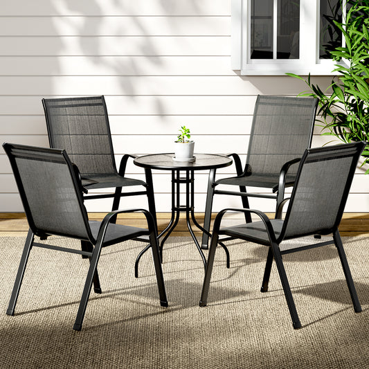 Gardeon 5 Piece Stackable Bistro Set