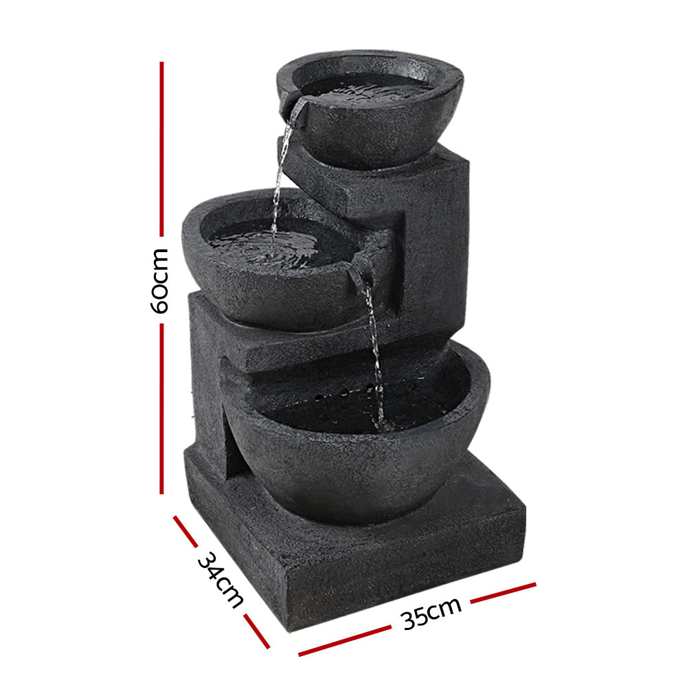 Gardeon 60cm 3 Tier Solar Water Feature with LED