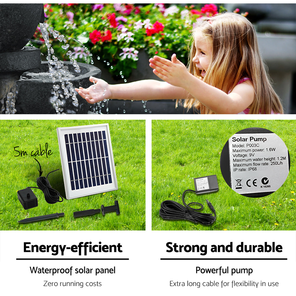 Gardeon 60cm 3 Tier Solar Water Feature with LED