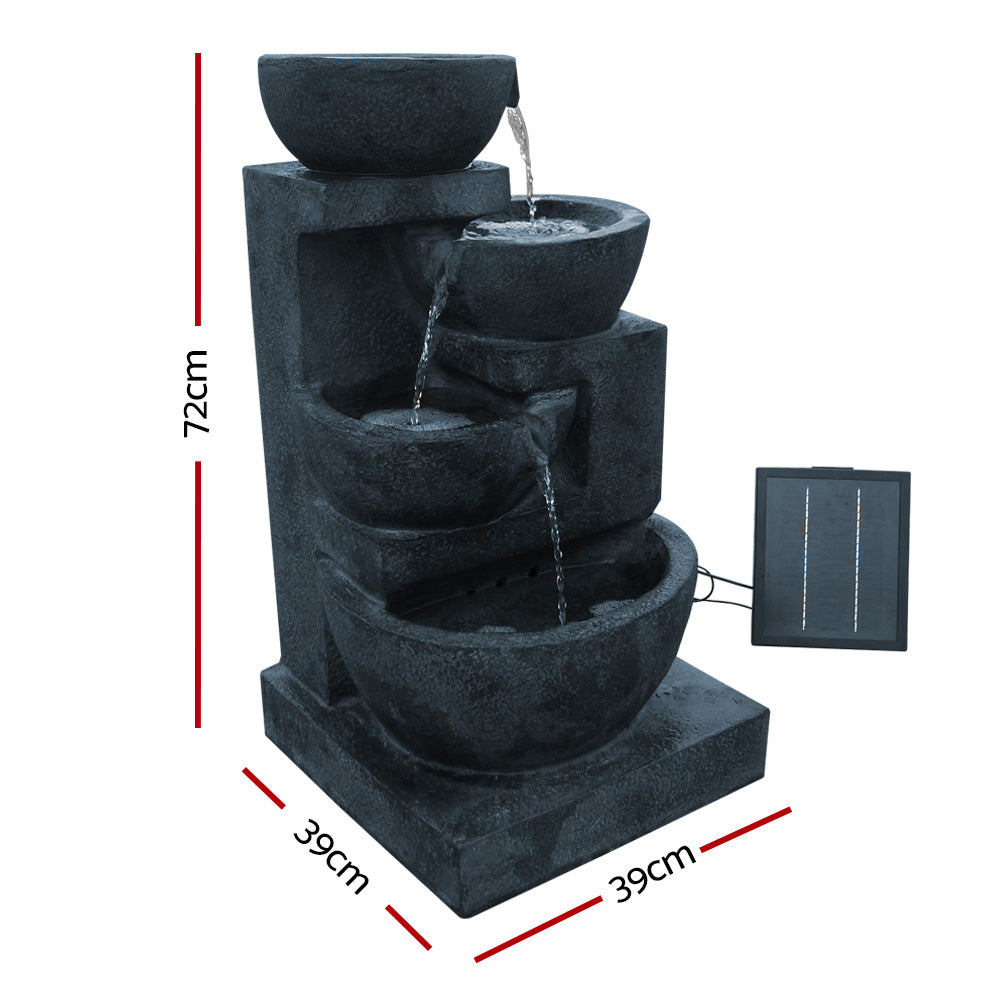 Gardeon Solar 4 Tier Cascading Water Feature with LED Lights
