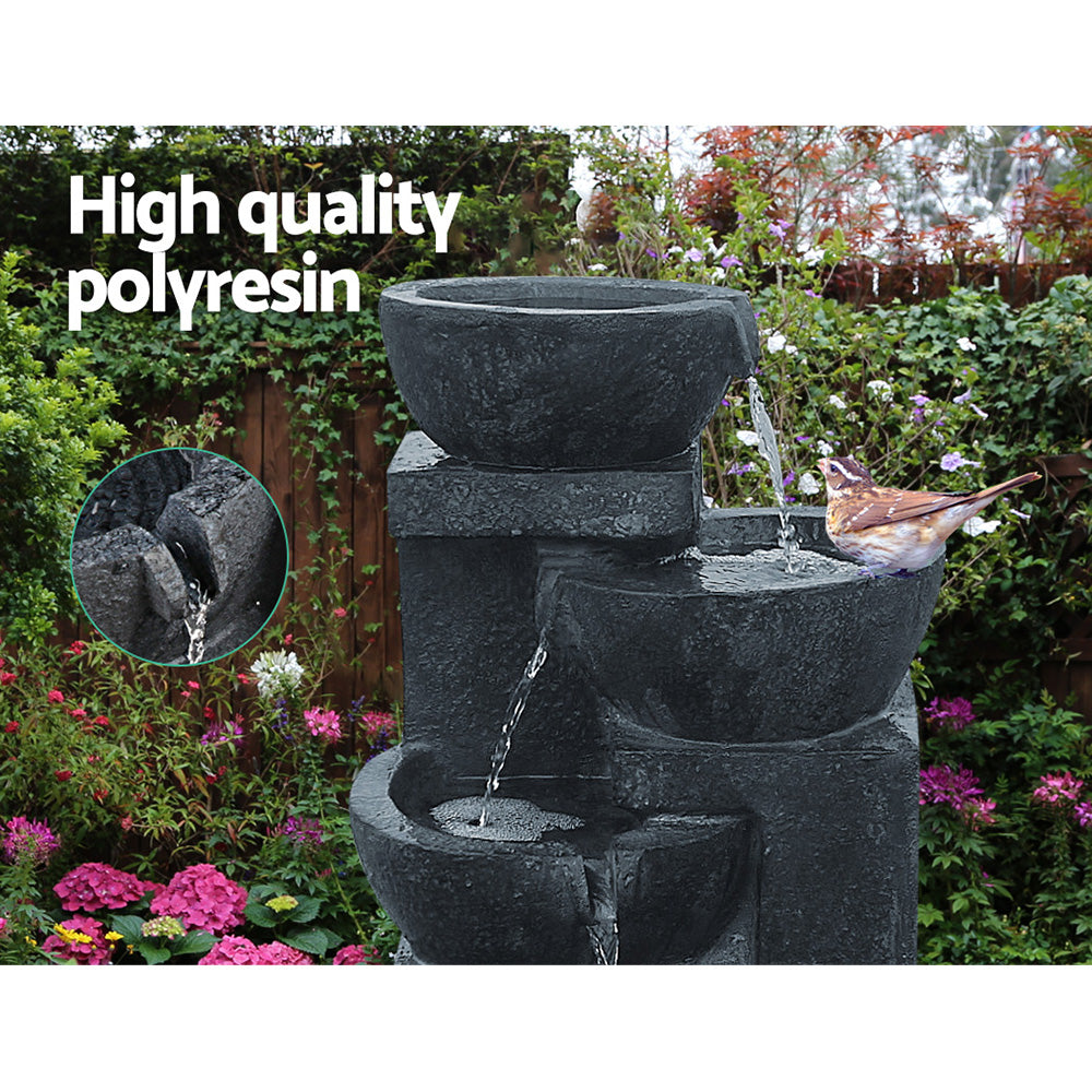 Gardeon Solar 4 Tier Cascading Water Feature with LED Lights