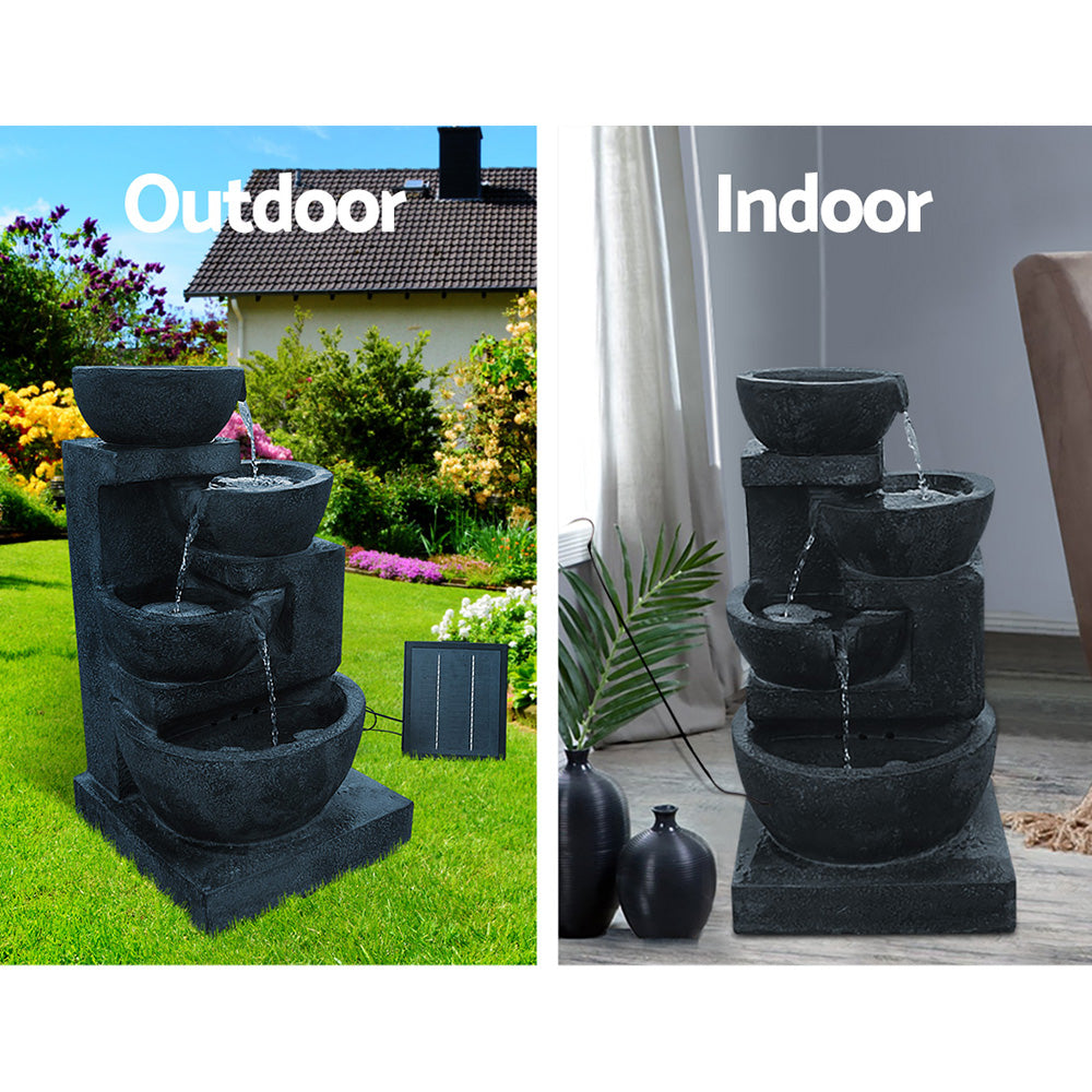 Gardeon Solar 4 Tier Cascading Water Feature with LED Lights