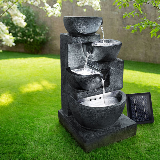 Gardeon Solar 4 Tier Cascading Water Feature with LED Lights