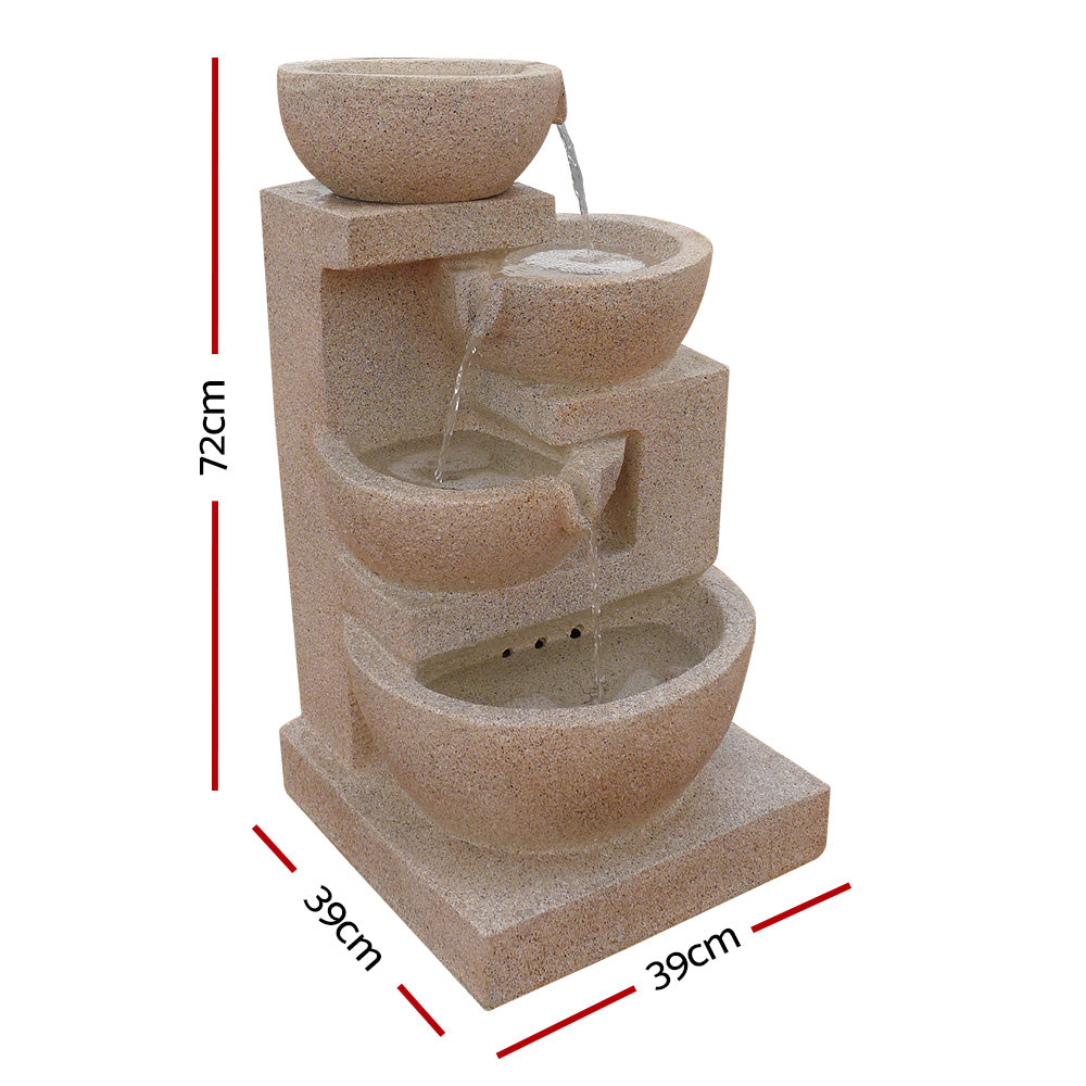 Gardeon Solar 4 Tier Cascading Water Feature with LED Lights