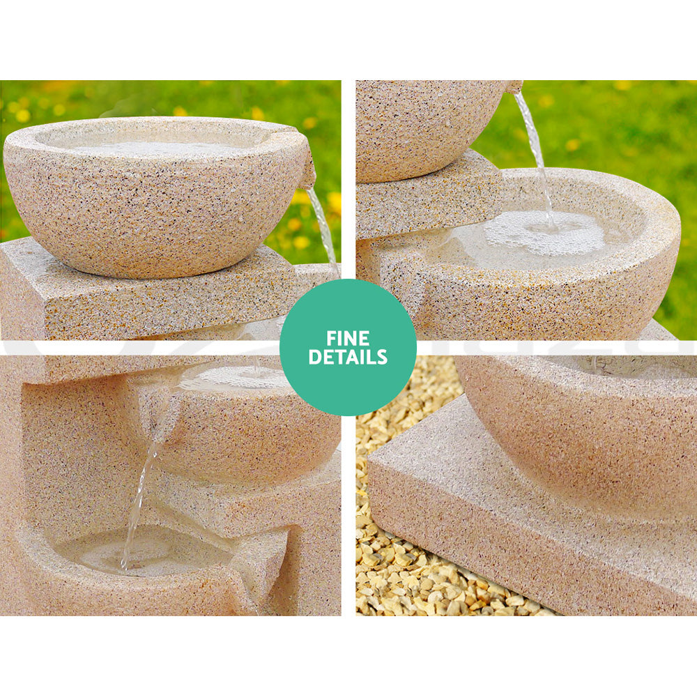 Gardeon Solar 4 Tier Cascading Water Feature with LED Lights