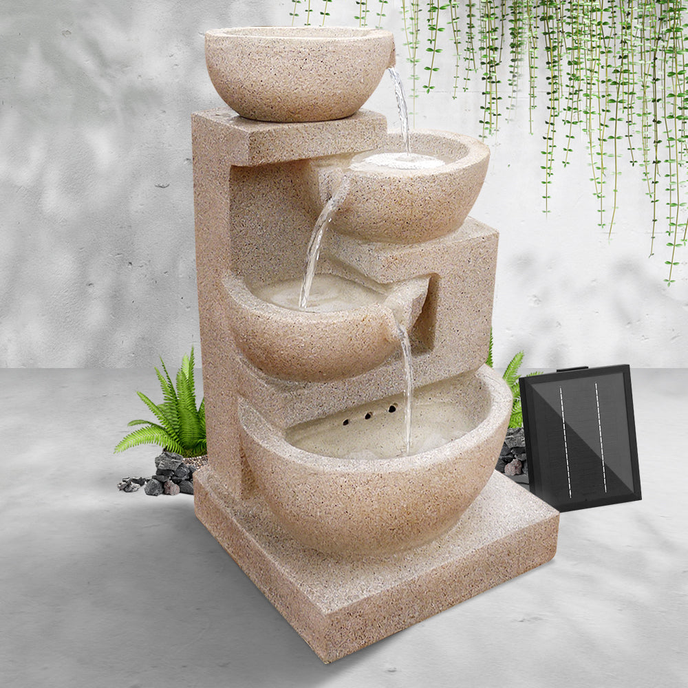 Gardeon Solar 4 Tier Cascading Water Feature with LED Lights