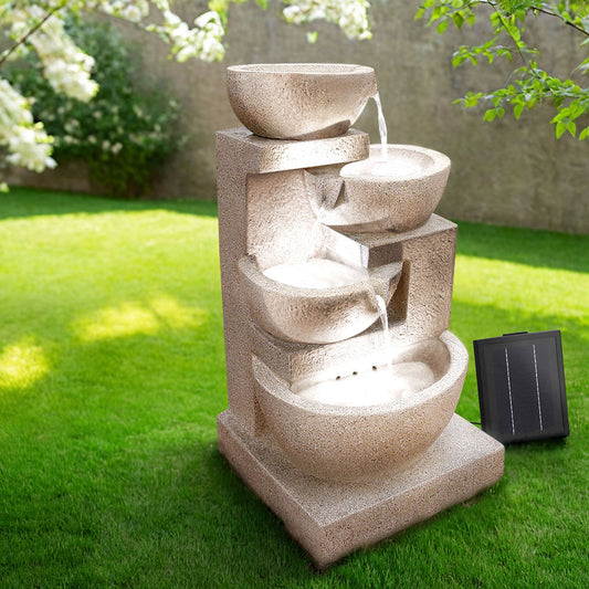 Gardeon Solar 4 Tier Cascading Water Feature with LED Lights