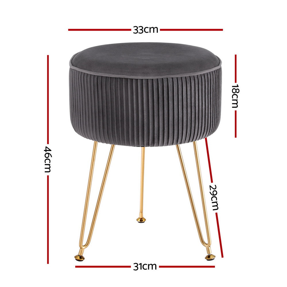 Grey Velvet Ottoman Foot Stool