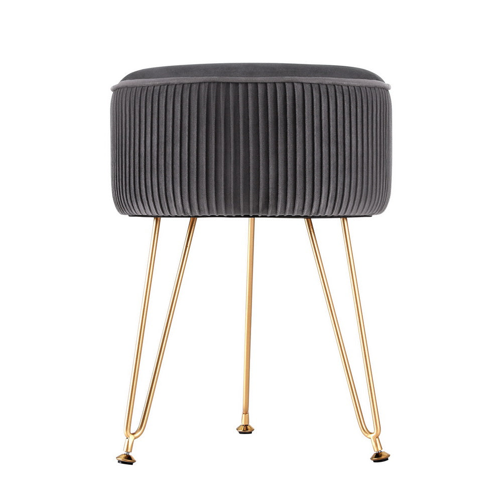 Grey Velvet Ottoman Foot Stool
