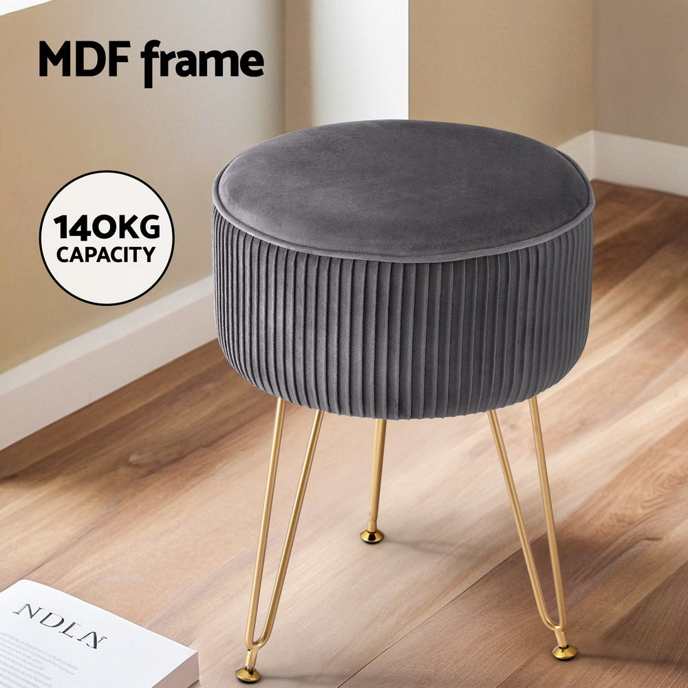 Grey Velvet Ottoman Foot Stool