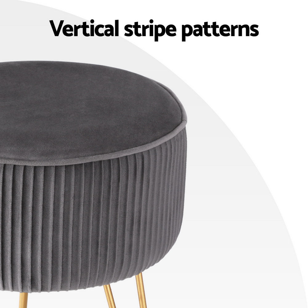 Grey Velvet Ottoman Foot Stool