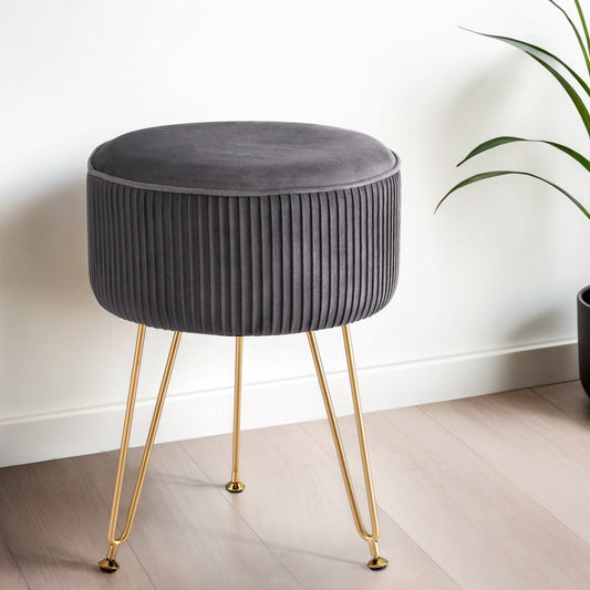 Grey Velvet Ottoman Foot Stool