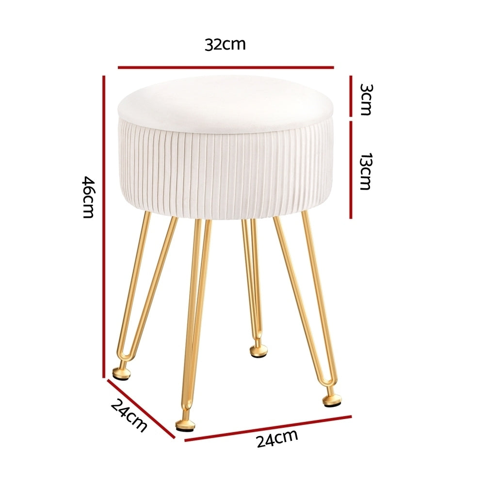 White Velvet Ottoman Foot Stool with Storage