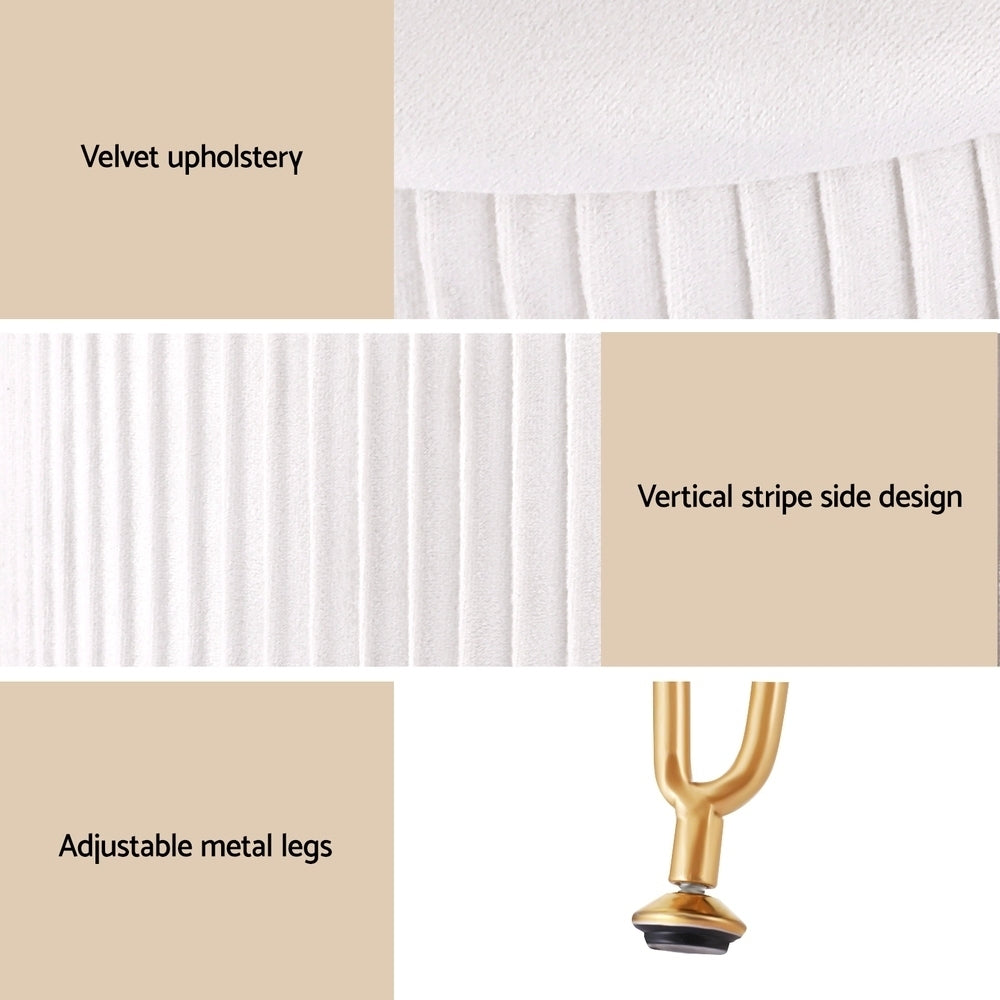 White Velvet Ottoman Foot Stool with Storage