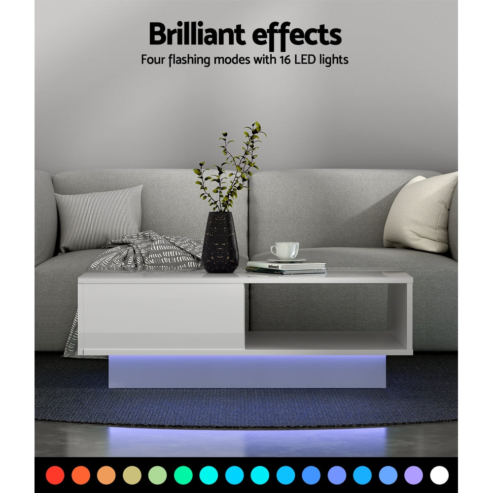 White Coffee Table with Led Lights