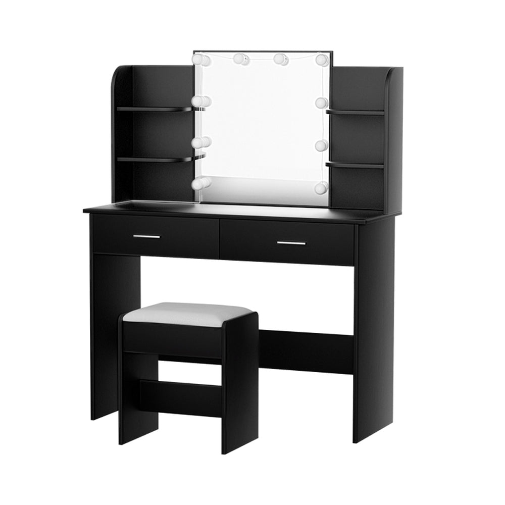 Dulcea Black Dressing Table with Stool