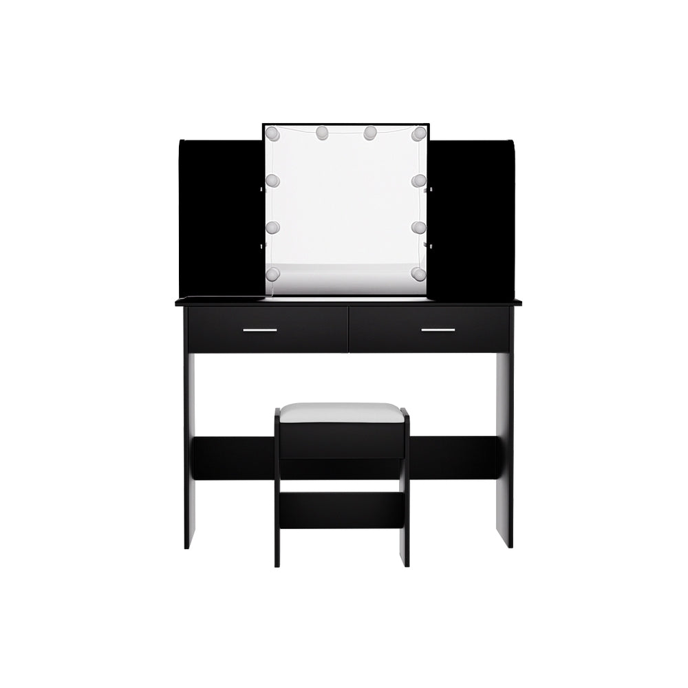 Dulcea Black Dressing Table with Stool
