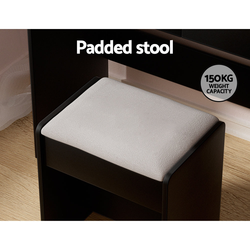 Dulcea Black Dressing Table with Stool