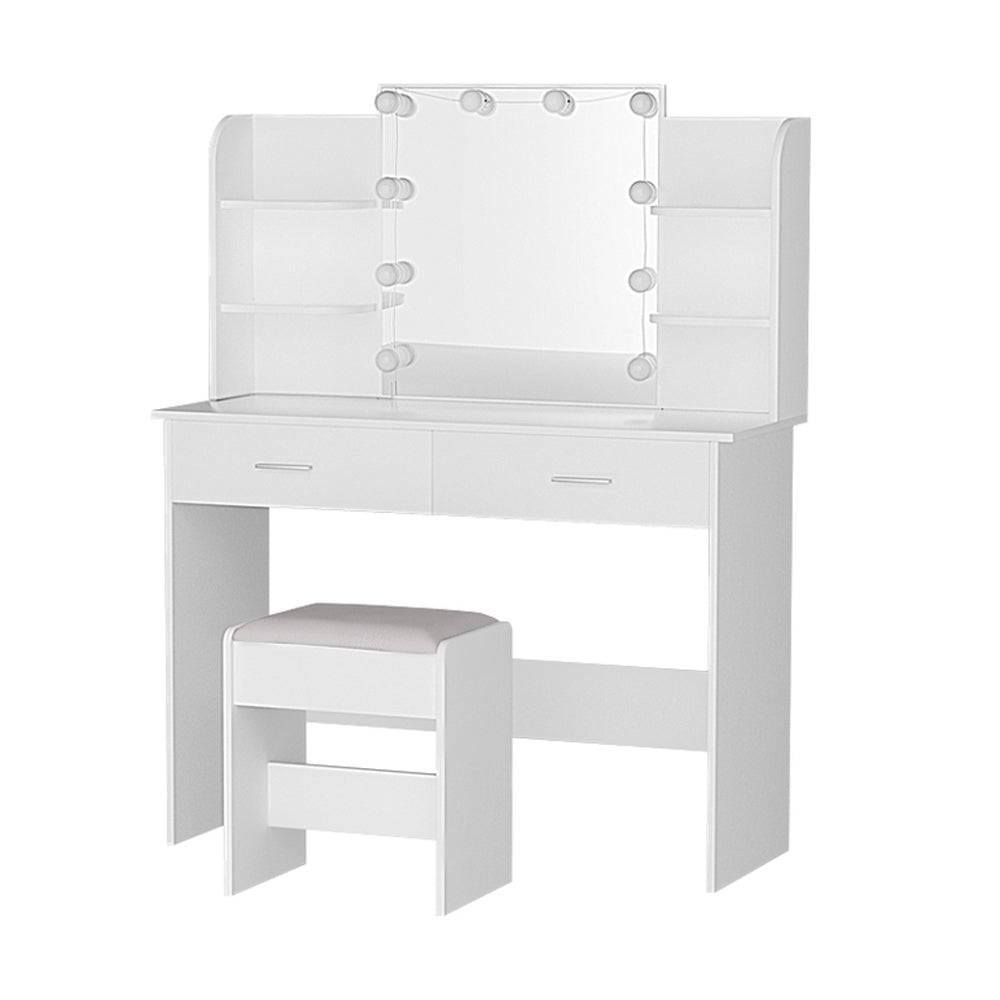 Dulcea White Dressing Table with Stool