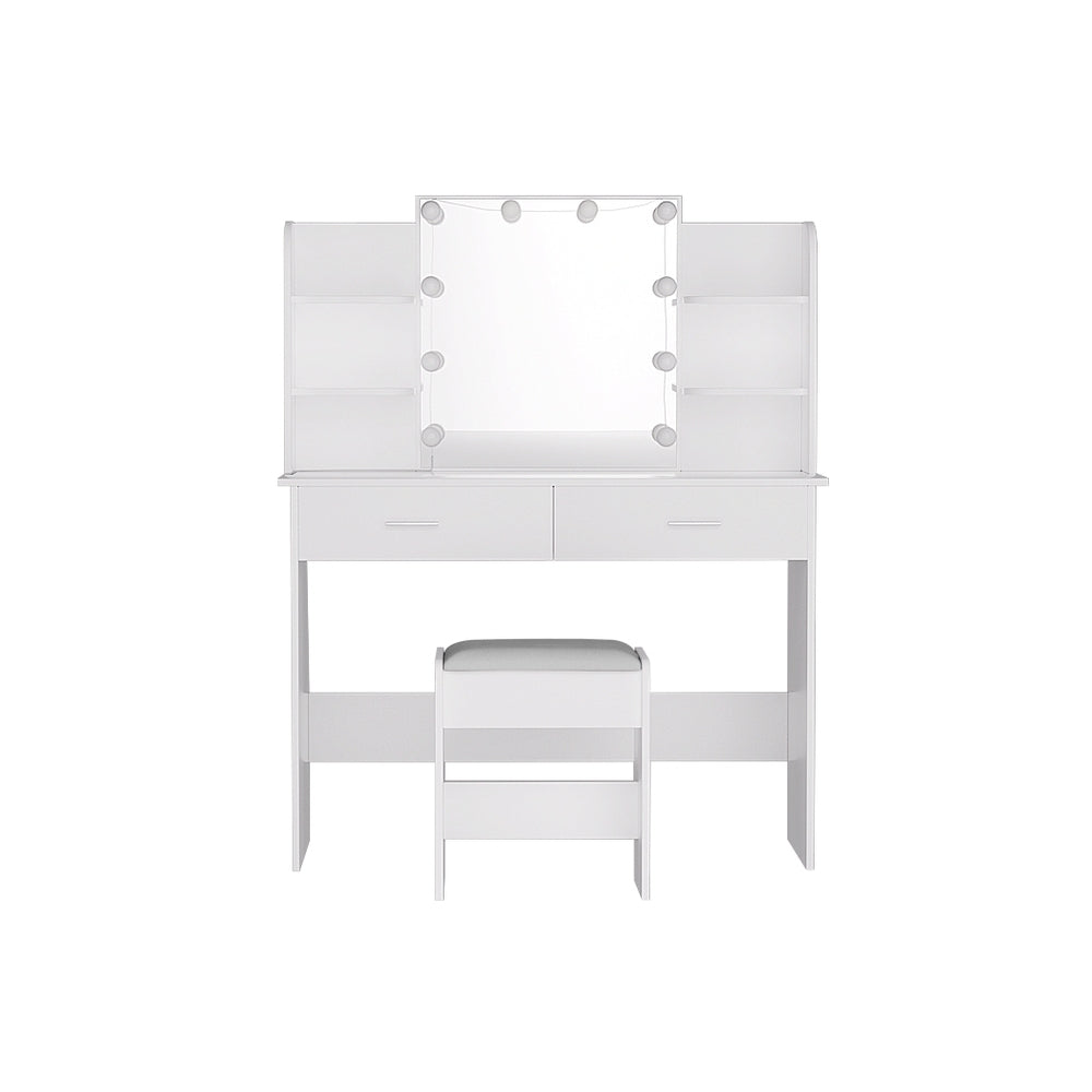 Dulcea White Dressing Table with Stool