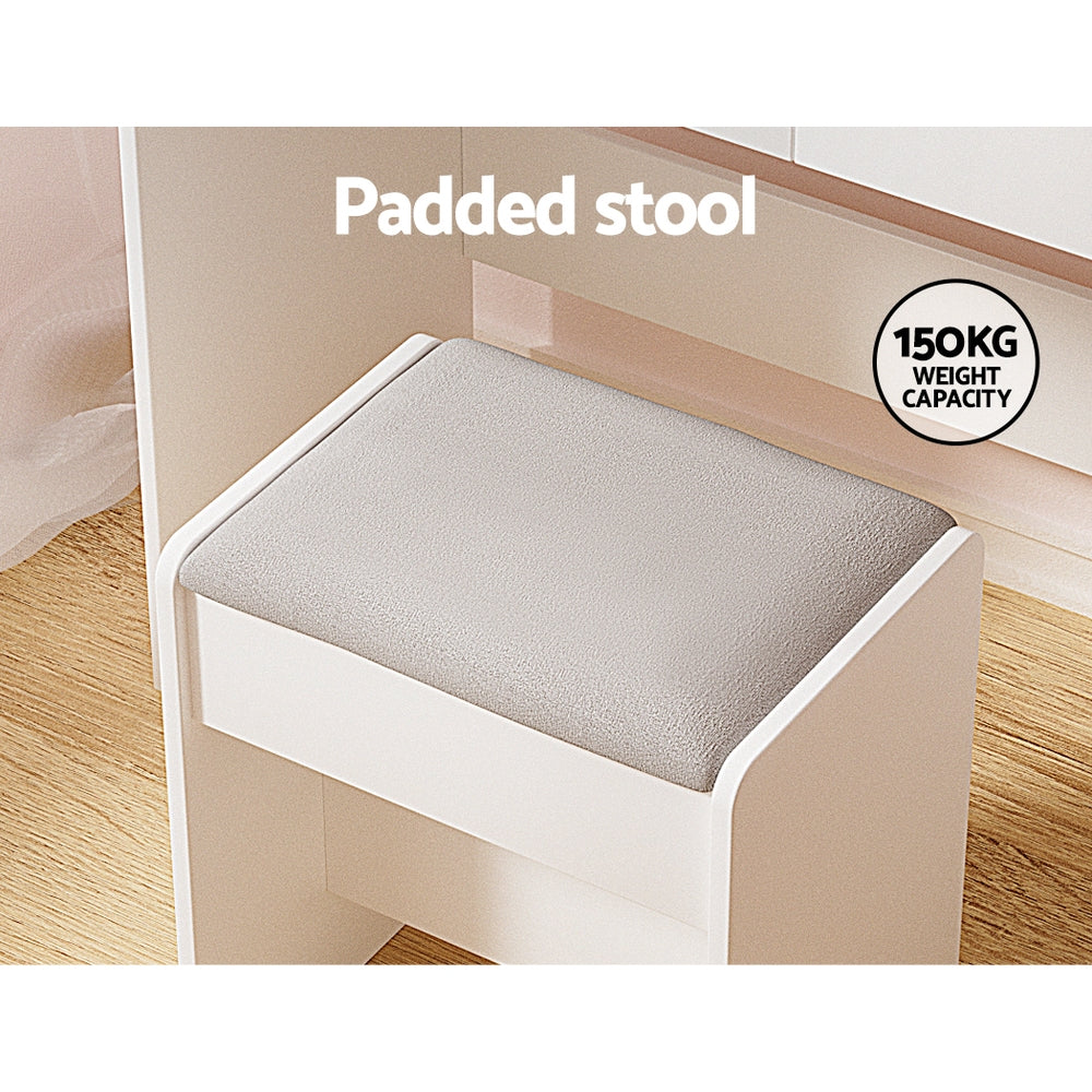 Dulcea White Dressing Table with Stool