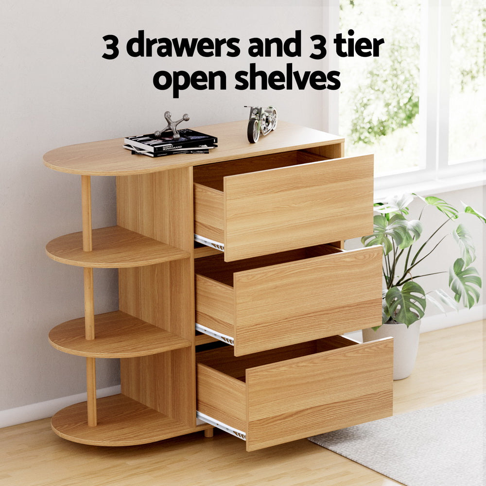 Pine Chest of Drawers with Storage Shelves