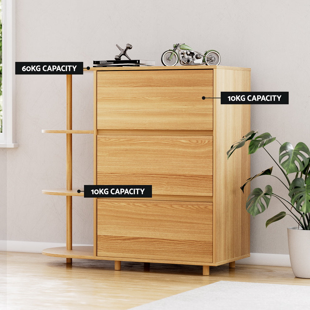 Pine Chest of Drawers with Storage Shelves