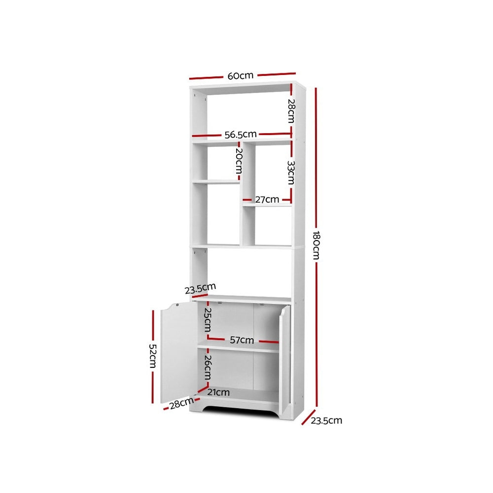 Gina White Bookshelf with Cabinet