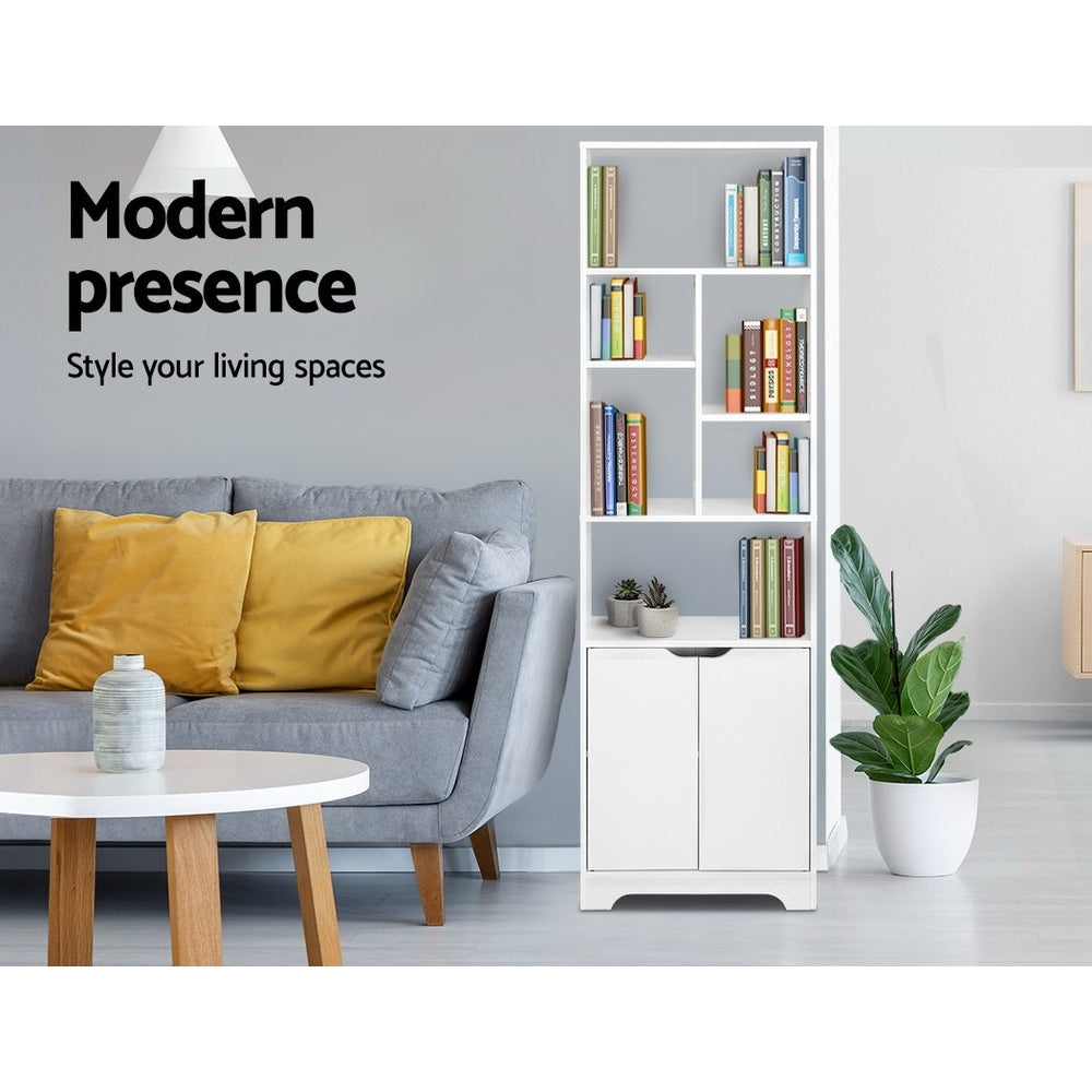 Gina White Bookshelf with Cabinet