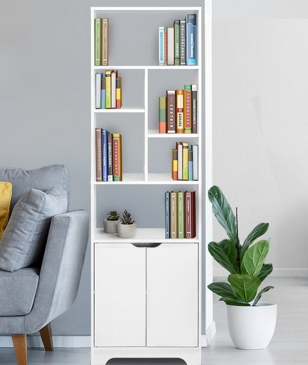 Gina White Bookshelf with Cabinet