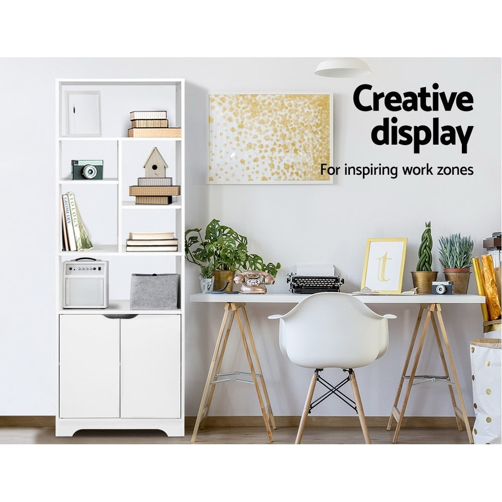Gina White Bookshelf with Cabinet