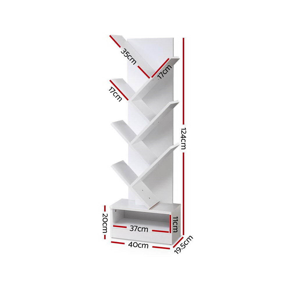 Echo 7 Tier White Tree Bookshelf