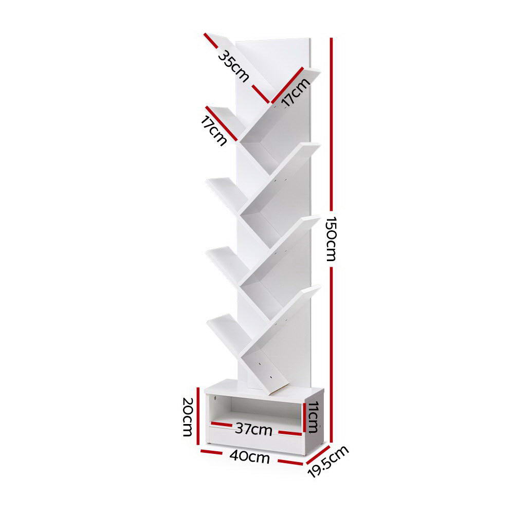 Echo 9 Tier White Tree Bookshelf